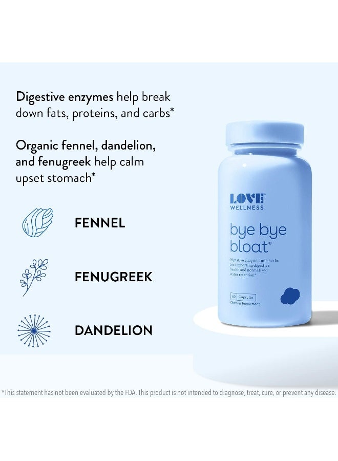 Love Wellness Bye Bye Bloat, Digestive Enzymes Supplement - 60 Capsules - Image 5